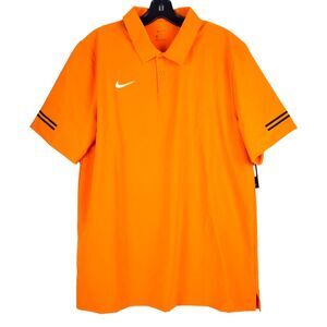 NIKE FLEX Polo Shirt Mens Large Yellow Swoosh Stripe Football Outdoor Athleisure